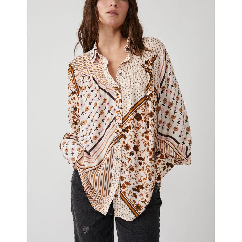 FREE PEOPLE Hazel Buttondown / Tea Combo